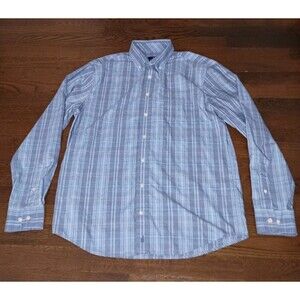 Johnnie-O Shirt Mens Medium Prep-Formance Button Front Conover Blue Plaid